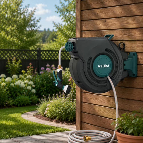 100FT Retractable Garden Hose Reel | 30m Wall-Mounted Auto Rewind Hose