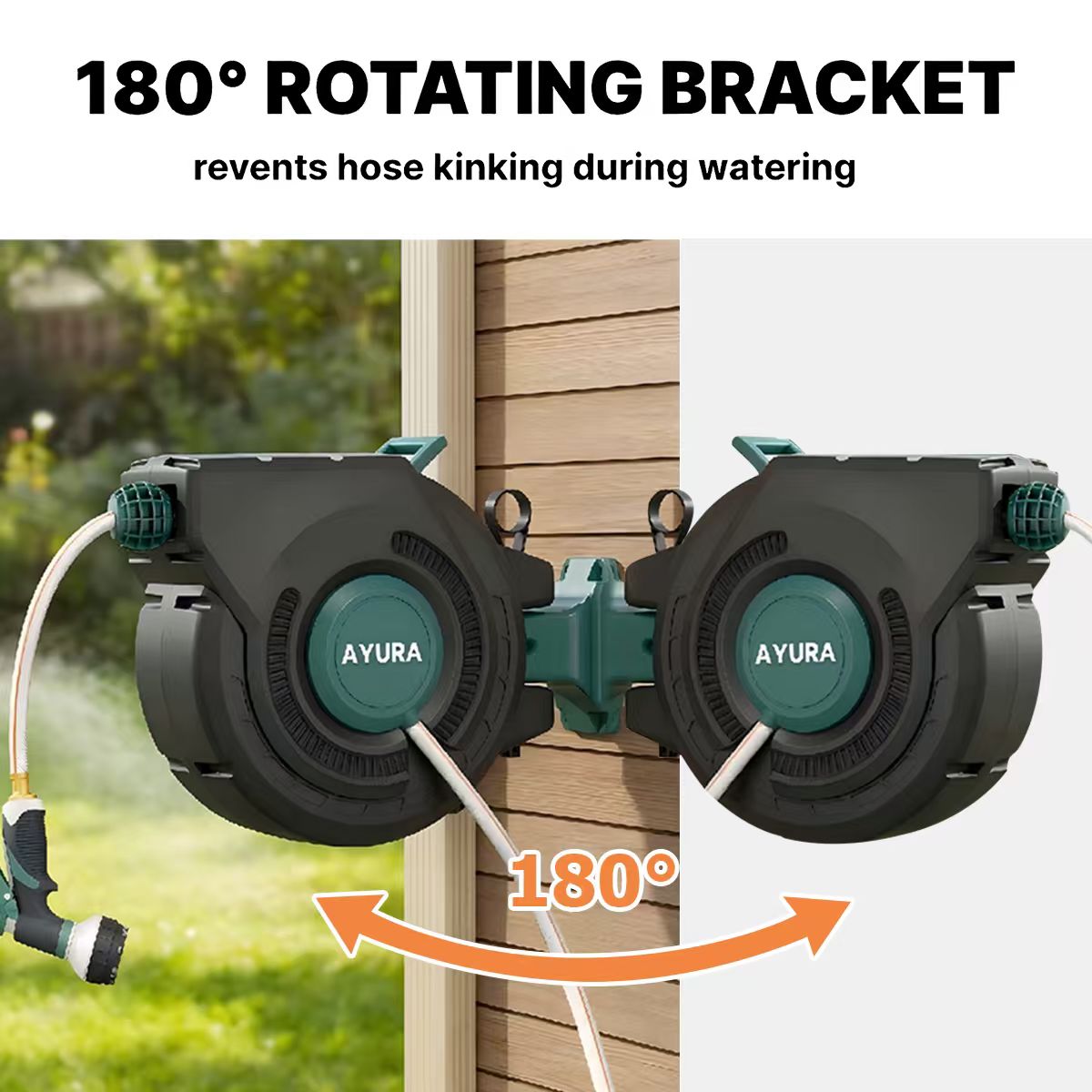 100FT Retractable Garden Hose Reel | 30m Wall-Mounted Auto Rewind Hose