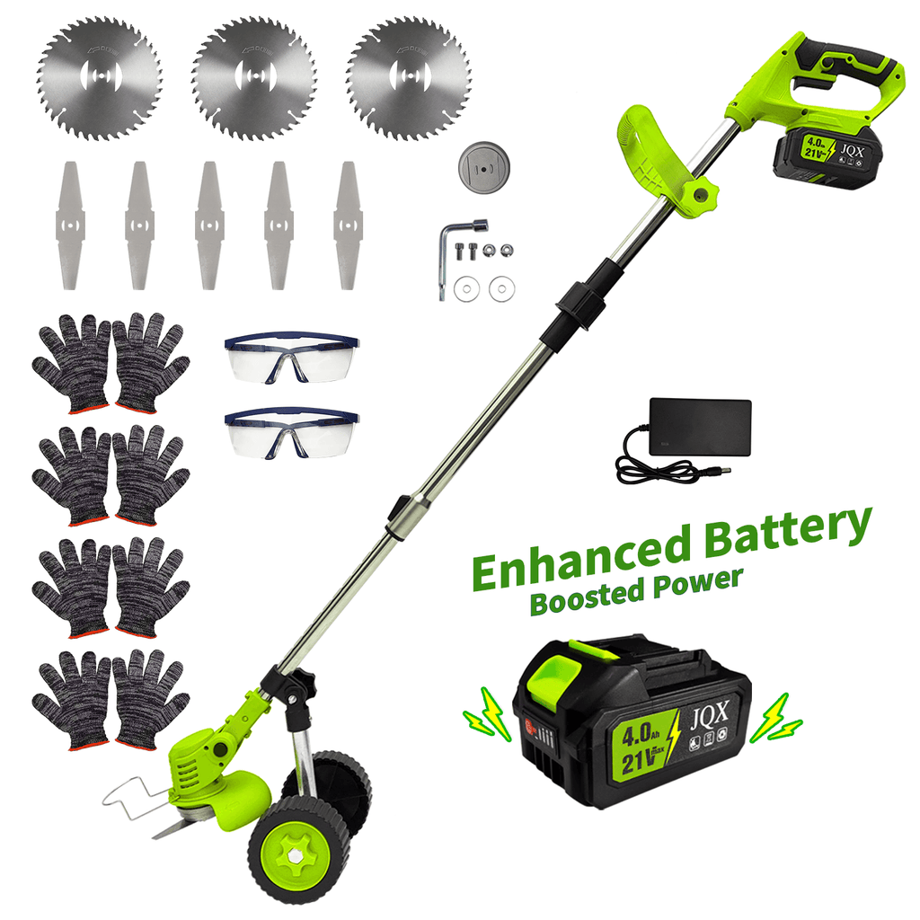 21V Cordless Grass Trimmer & Brush Cutter with Wheels