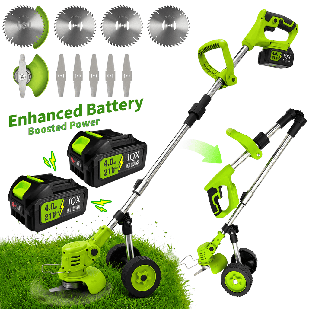 21V Cordless Grass Trimmer & Brush Cutter with Wheels