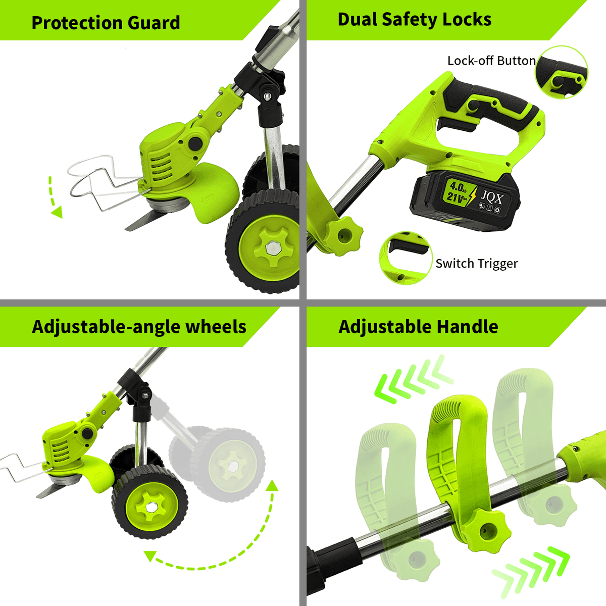 21V Cordless Grass Trimmer & Brush Cutter with Wheels