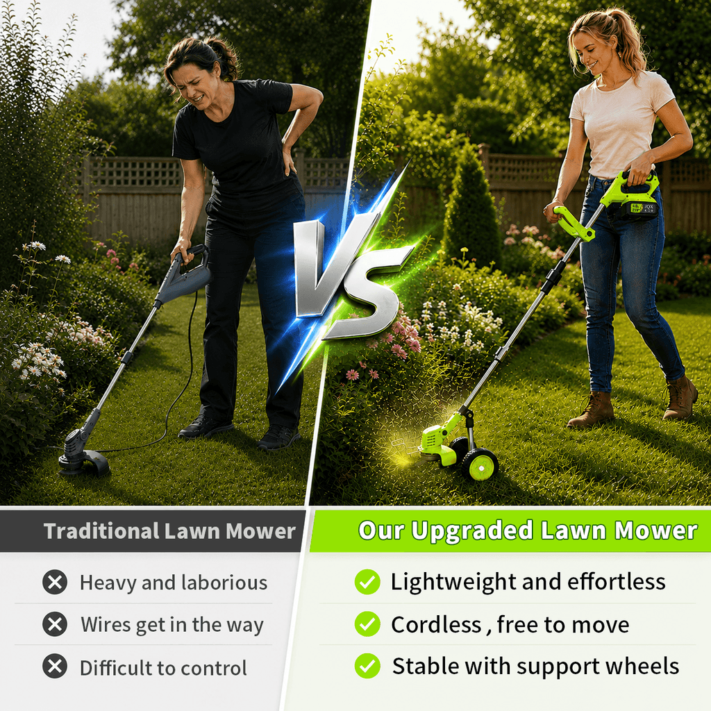 21V Cordless Grass Trimmer & Brush Cutter with Wheels