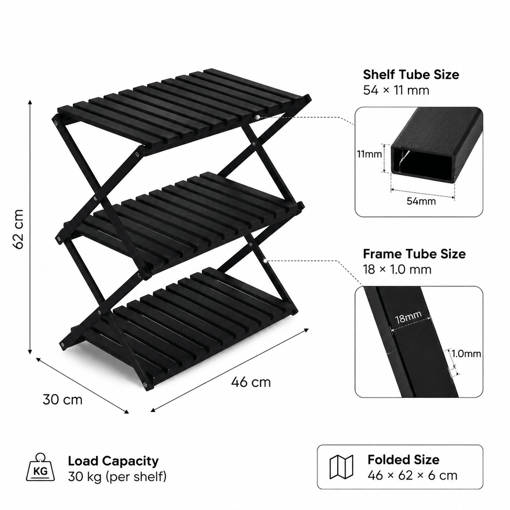 3-Tier Outdoor Storage Shelf | Foldable Garden Plant Stand Rack