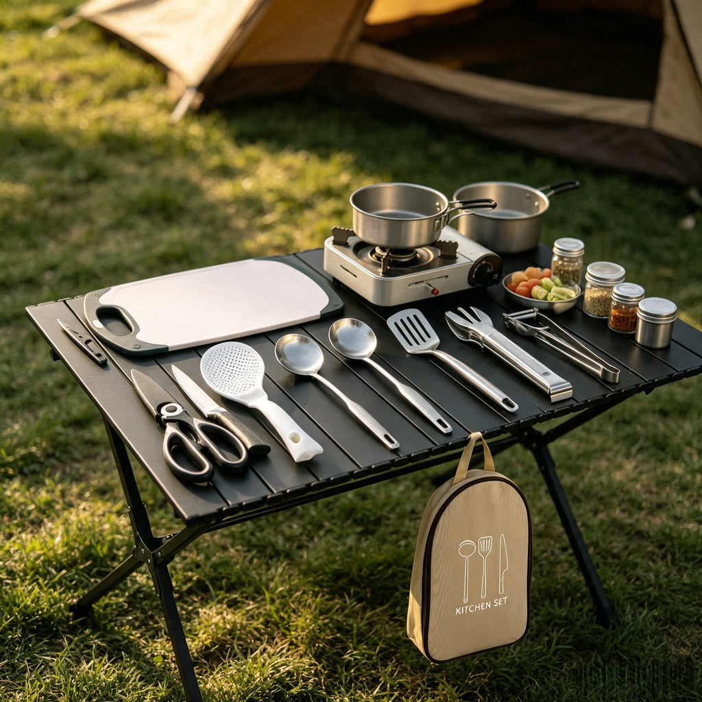 Camping Kitchen Utensil Set | Portable Outdoor Cooking Kit
