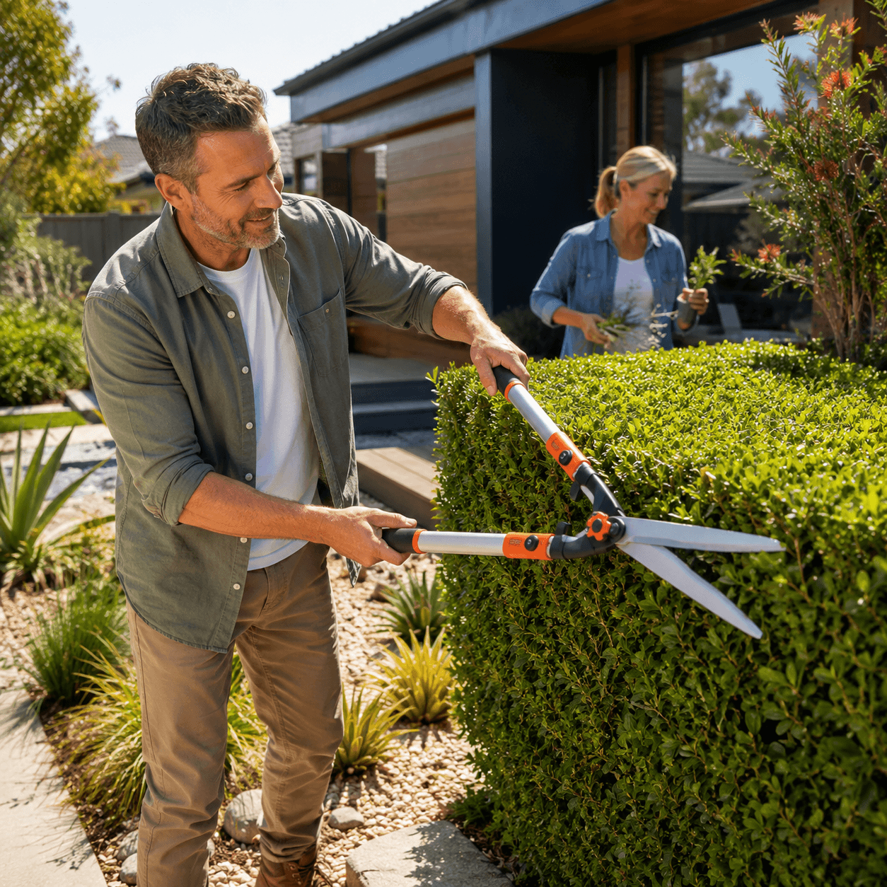Long Handle Hedge Shears | Adjustable Garden Pruning Scissors
