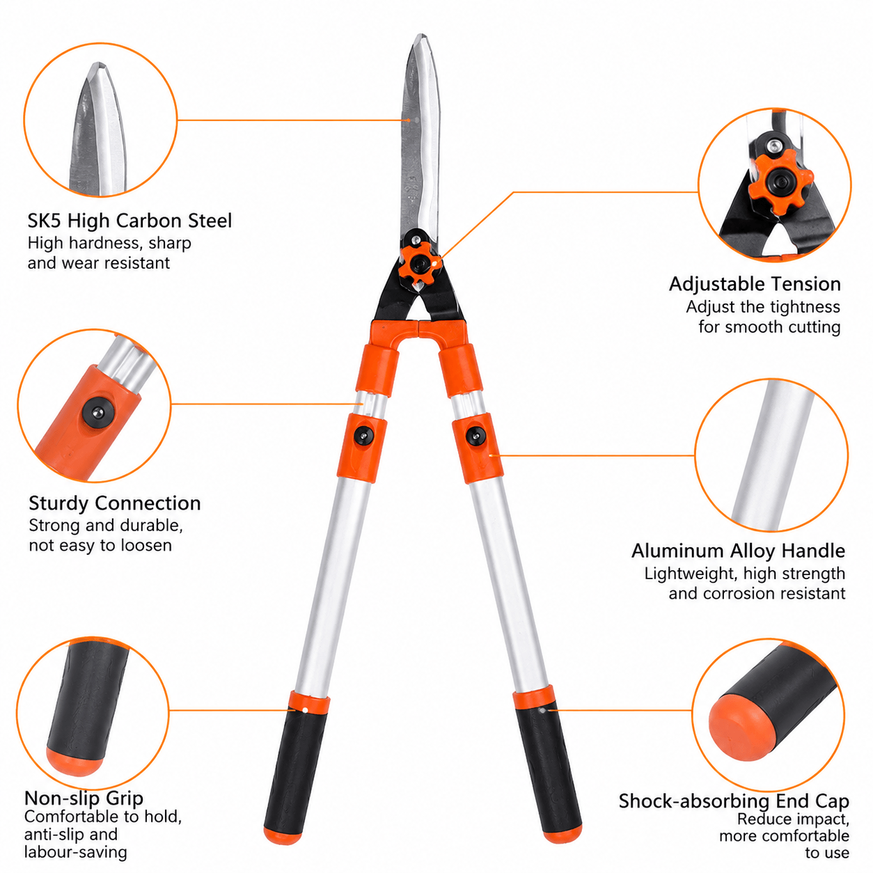 Long Handle Hedge Shears | Adjustable Garden Pruning Scissors