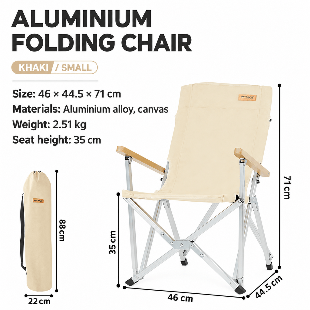 Reclining Folding Camping Chair with High Back & Armrests