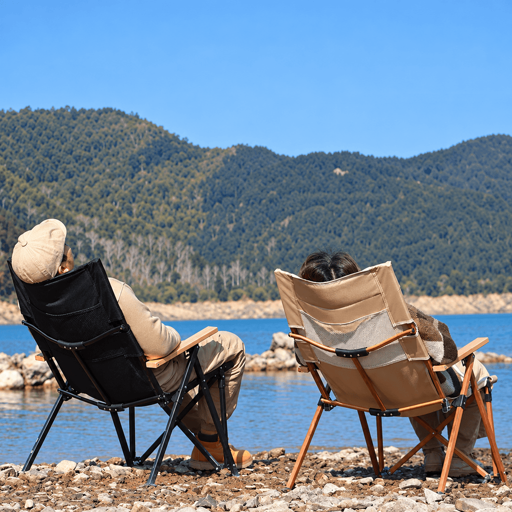 Reclining Folding Camping Chair with High Back & Armrests