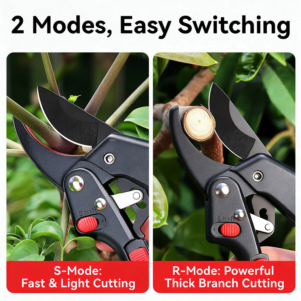 SK5 Ratchet Secateurs | Dual-Mode Garden Pruning Shears