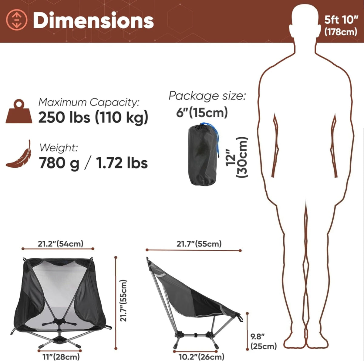Ultralight Camping Chair | 780g Folding Backpacking Chair