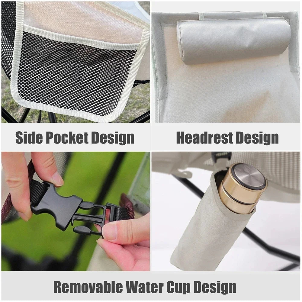 High Back Camping Chair with Headrest | Folding Outdoor Chair