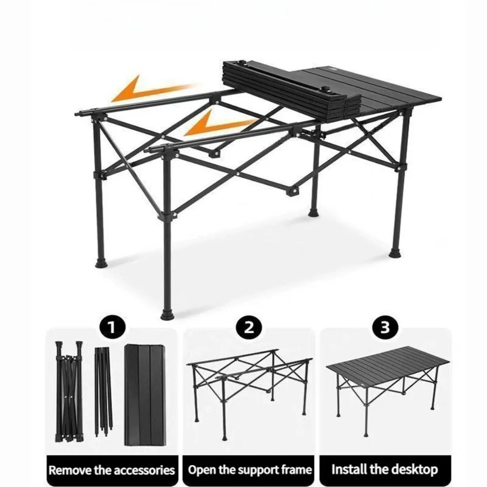 Portable Roll-Top Camping Table | Folding Outdoor Picnic Table
