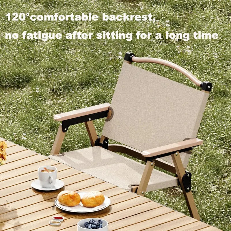 Wood Grain Folding Camping Chair | Aluminium Frame