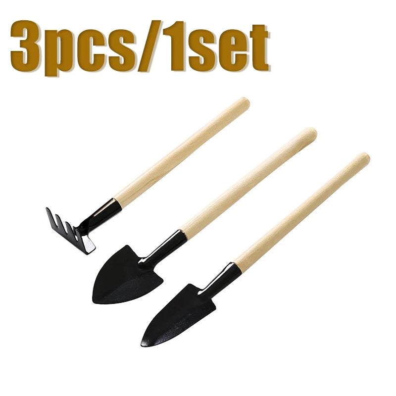 Mini Garden Tool Set | Wooden Handle Tools for Pots & Indoor Plants