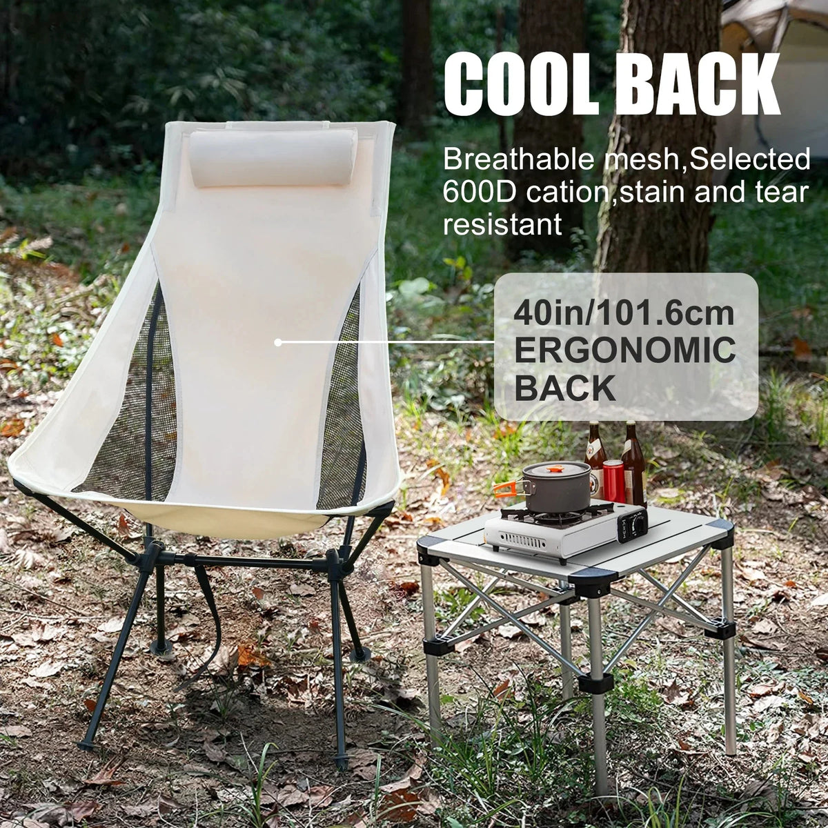 High Back Camping Chair with Headrest | Folding Outdoor Chair
