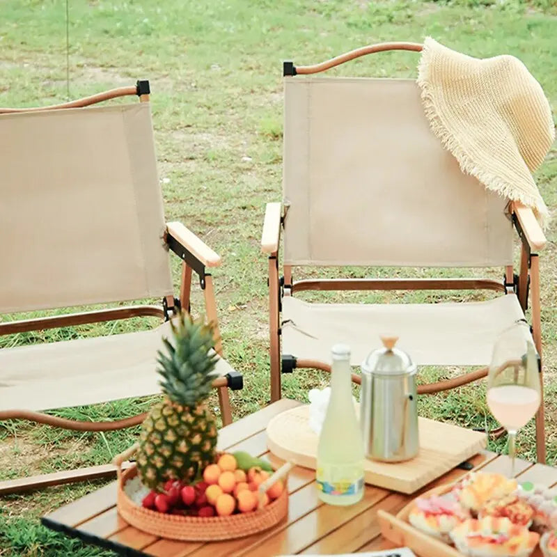 Wood Grain Folding Camping Chair | Aluminium Frame