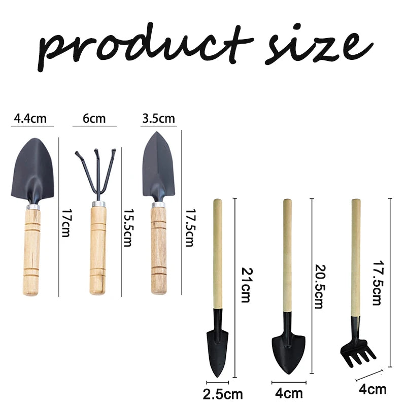 Mini Garden Tool Set | Wooden Handle Tools for Pots & Indoor Plants