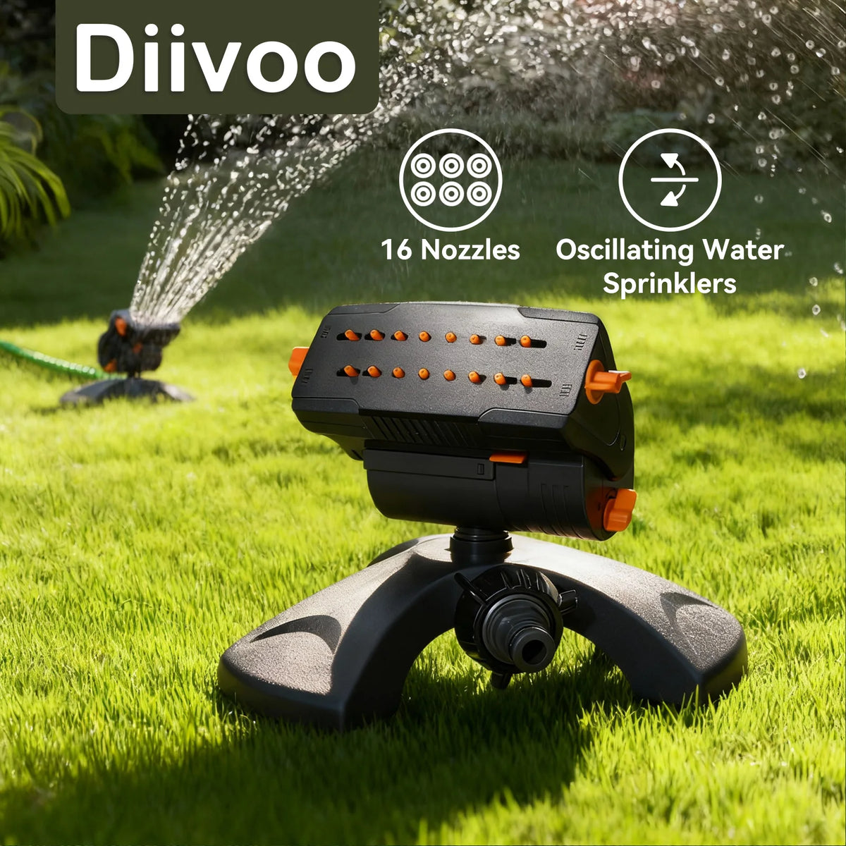 Diivoo Mini Oscillating Sprinkler | Adjustable Lawn & Garden Watering