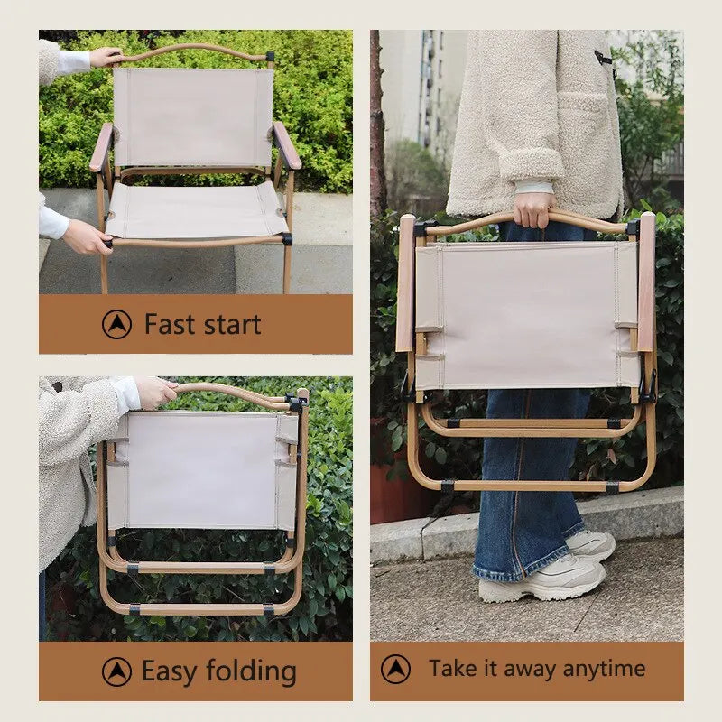 Wood Grain Folding Camping Chair | Aluminium Frame