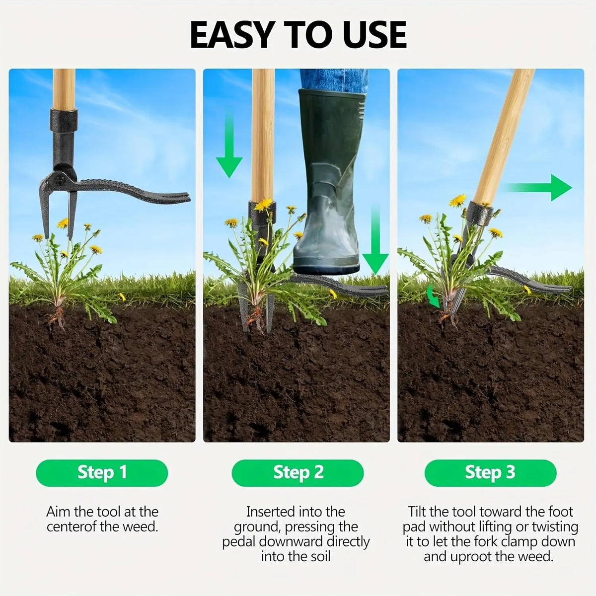 Stand-Up Weed Puller | Long Handle Manual Garden Weeder